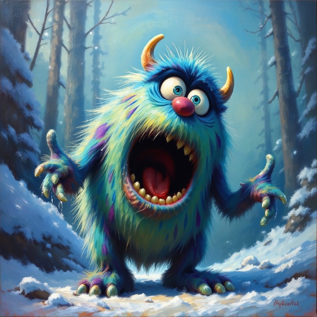 Excited monster in a