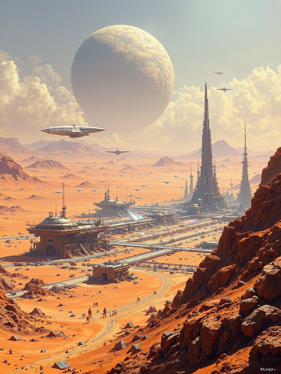 Industrial spaceport on desert