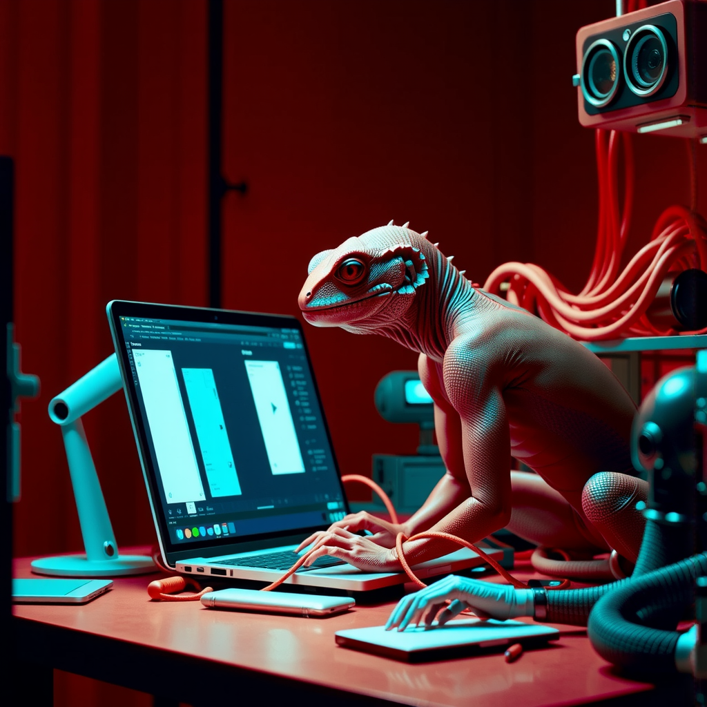Red lizardman in a