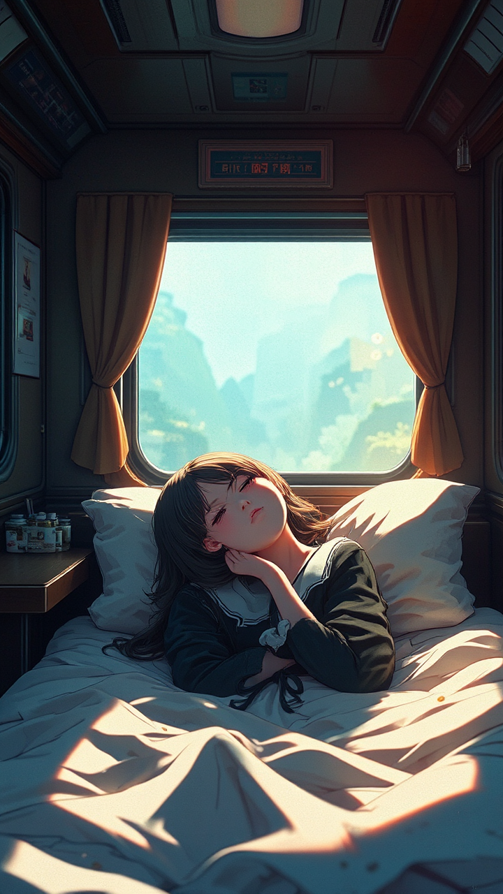 Girl sleeps in a