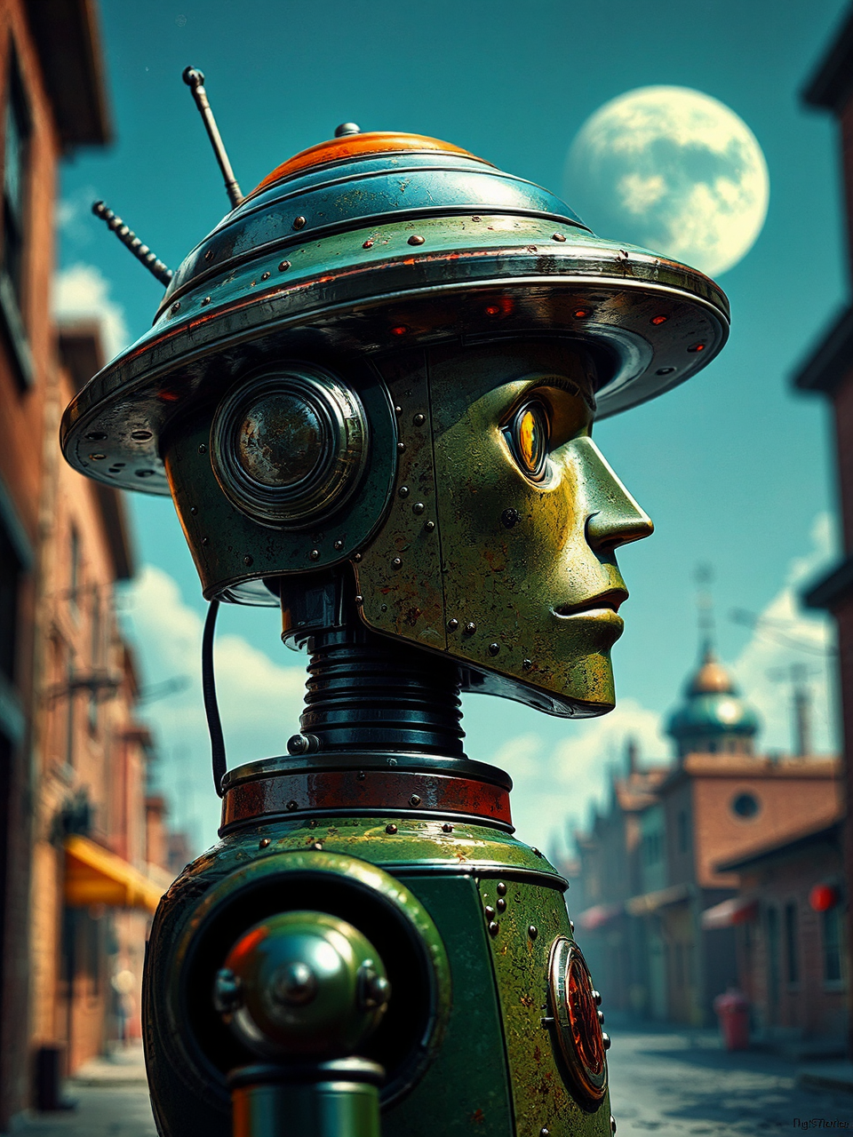 Tin toy robot profile