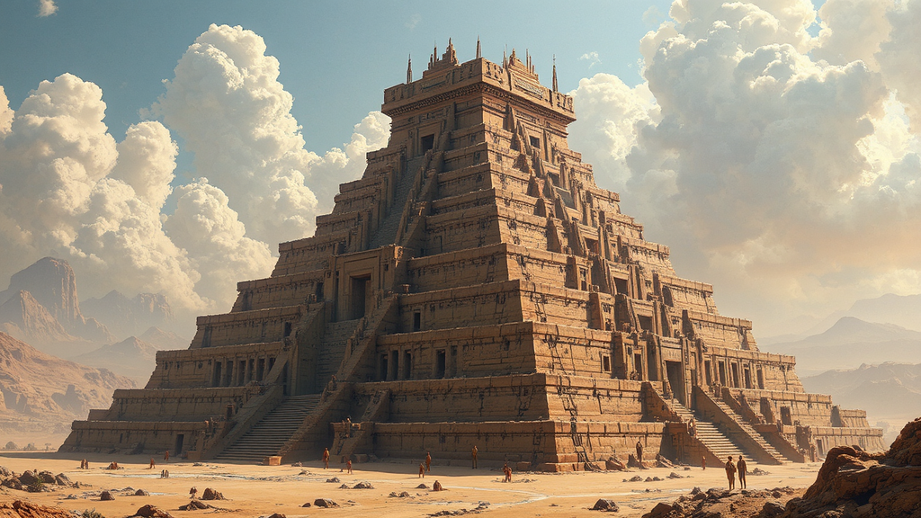 Babylonian ziggurat in a