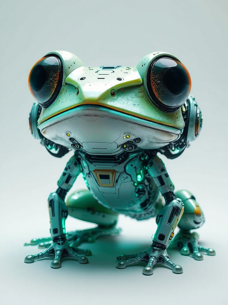 Cybernetic frog with glowing