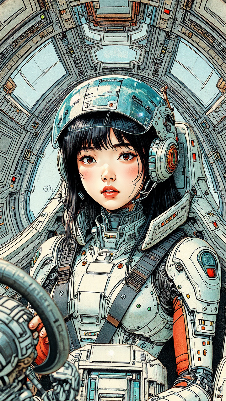Teenage Asian android in
