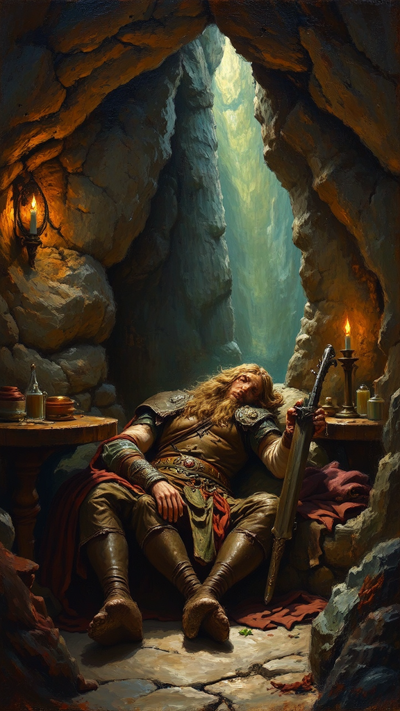 Elven warrior sitting in