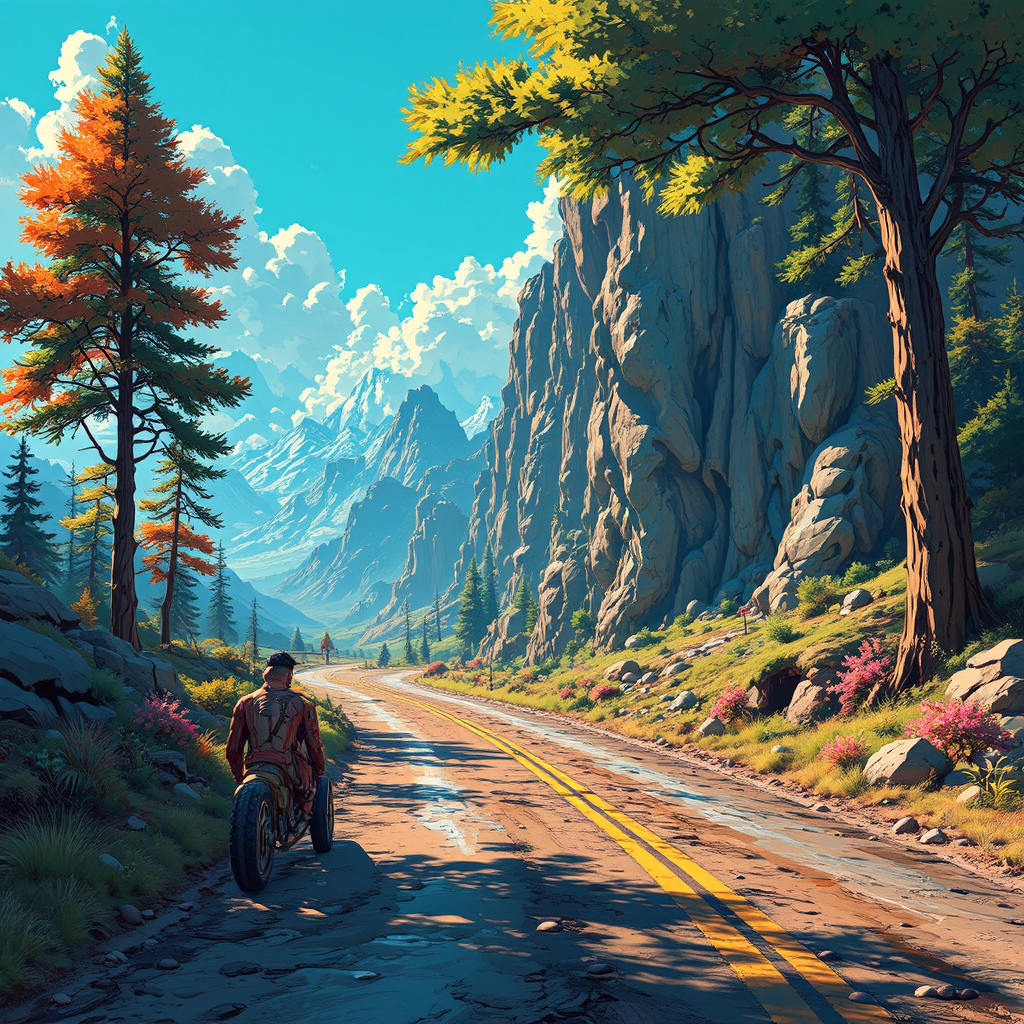Fantasy landscape with futuristic