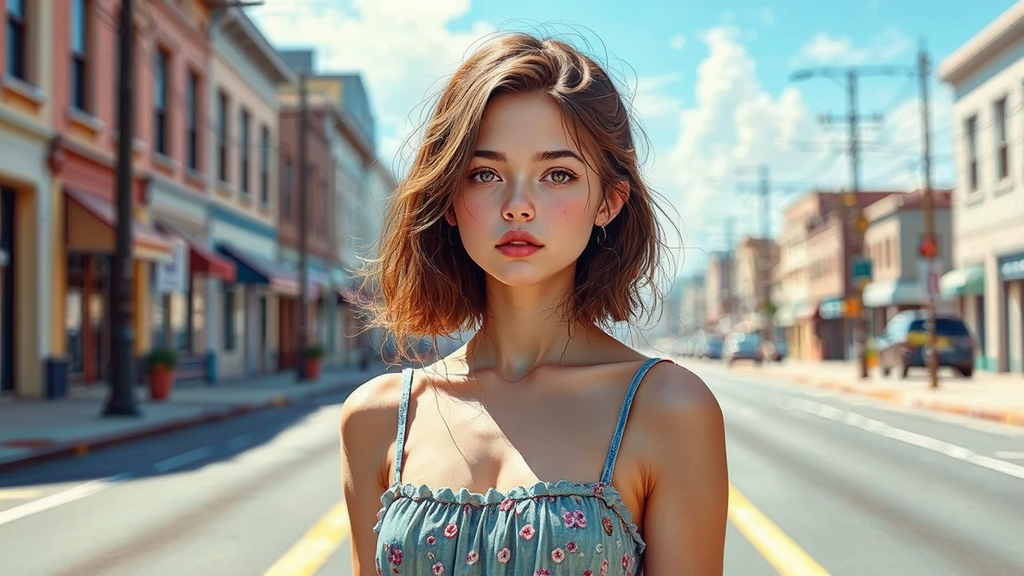 A young woman stands