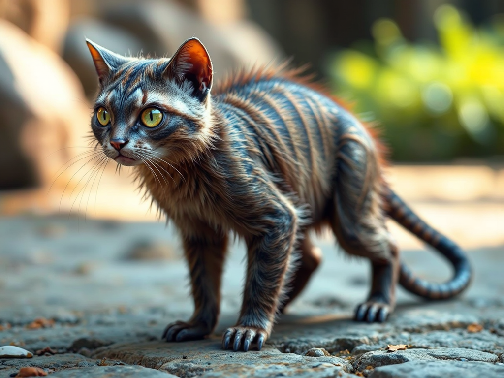 Cat-sloth hybrid with realistic