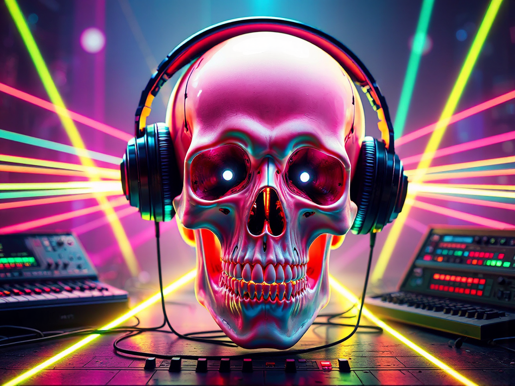 A brightly lit skull