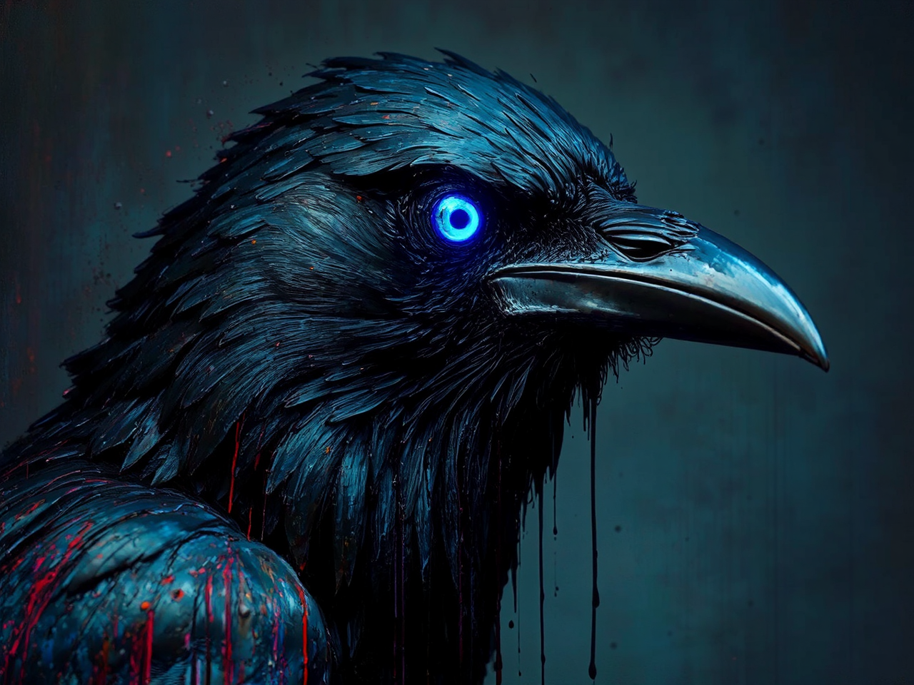 Photorealistic crow portrait with