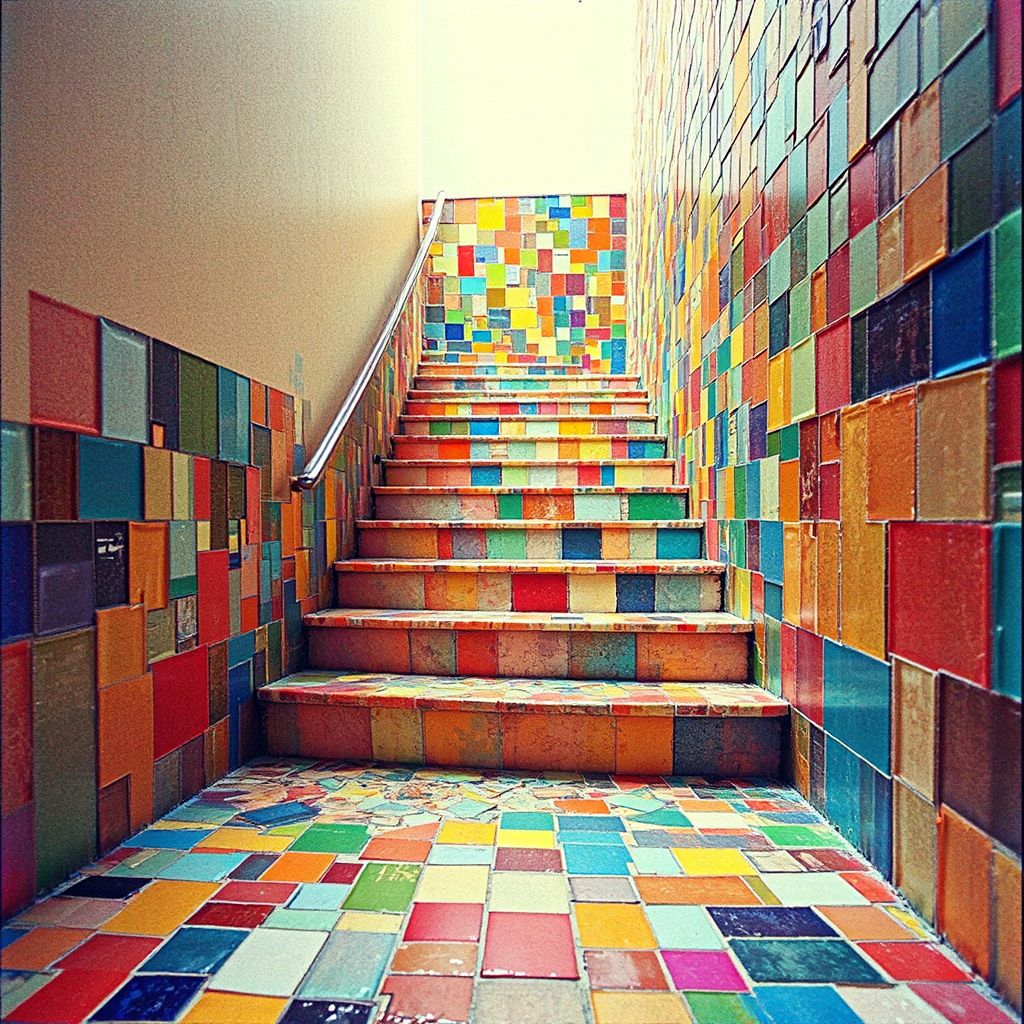 A colorful staircase with