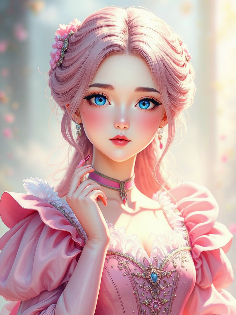 Girl in medieval-style pink