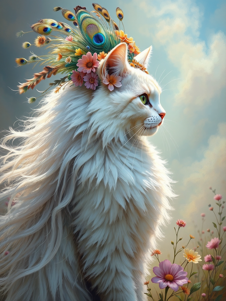 White cat in traditional
