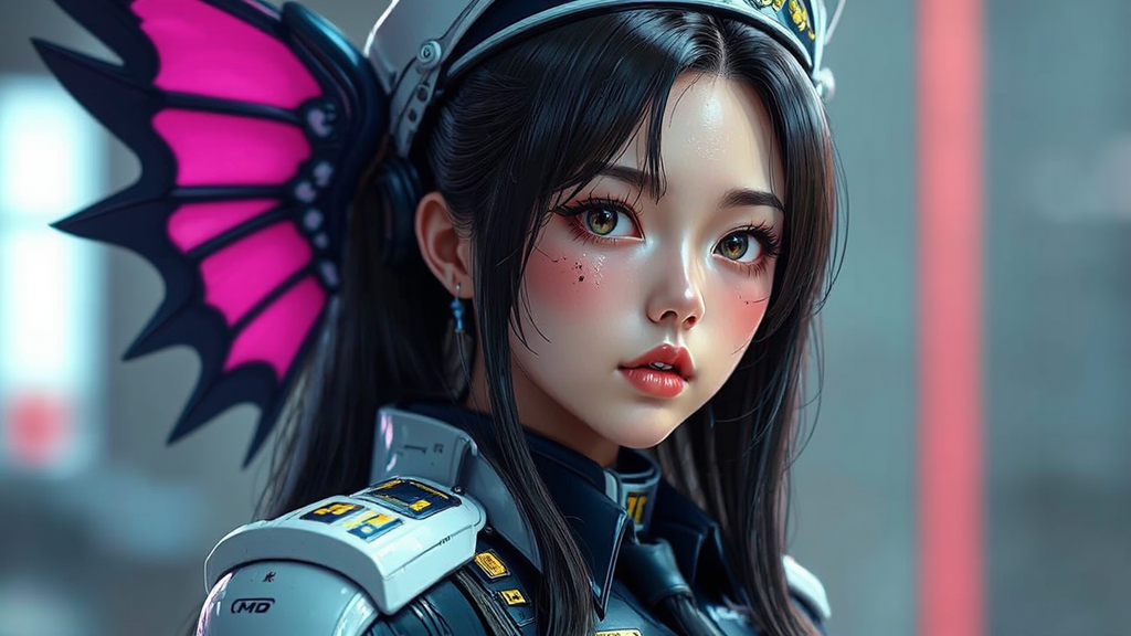Girl in futuristic police