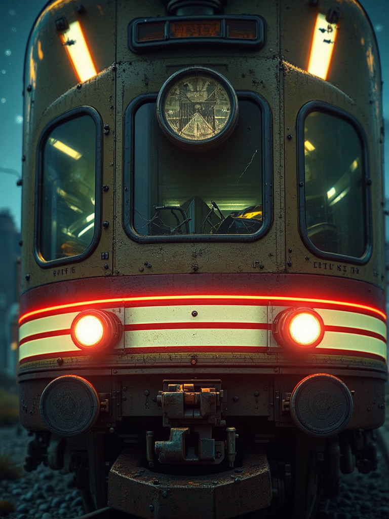 Retrofuturistic train with intricate