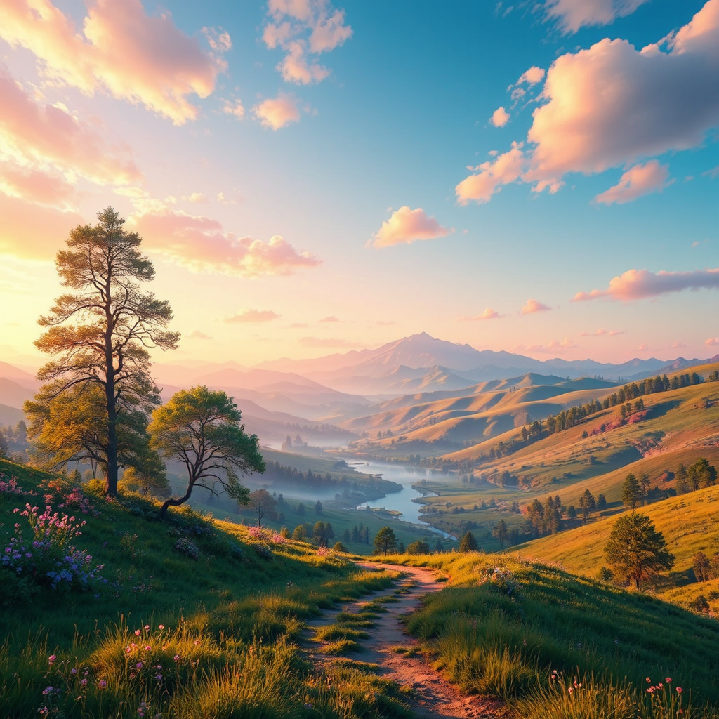 Beautiful hyper-realistic landscape painting.