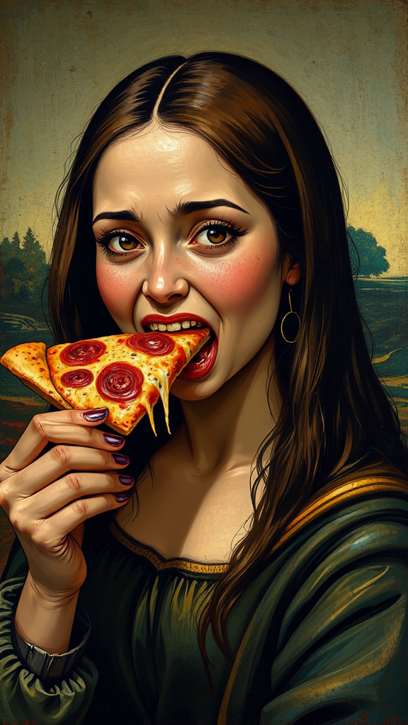 Woman eating a slice