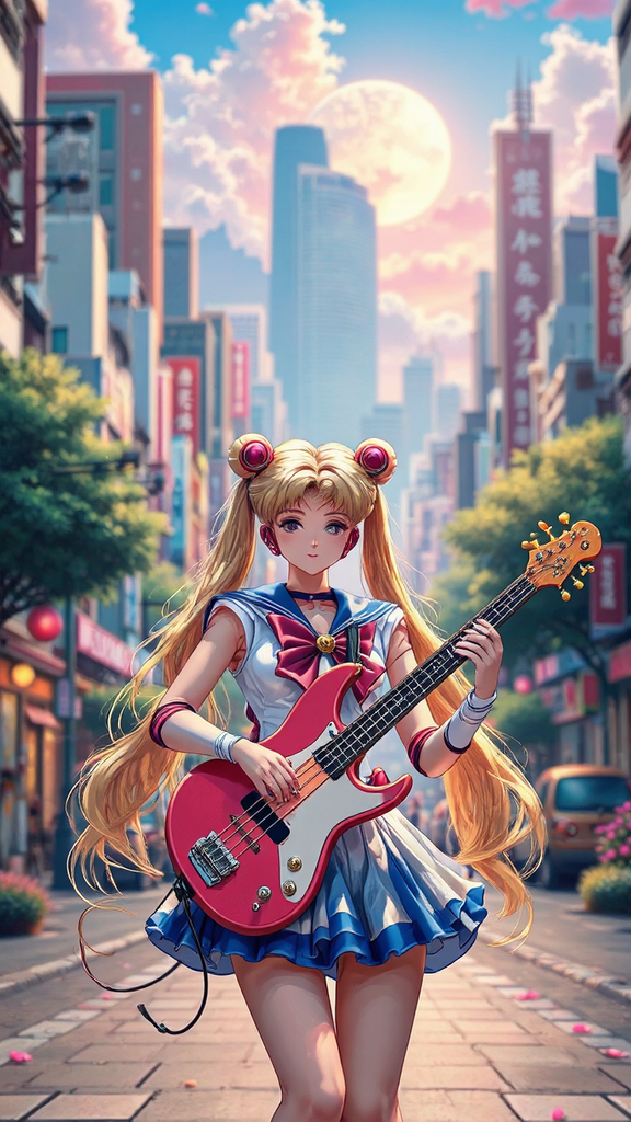 Sailor Moon playing a