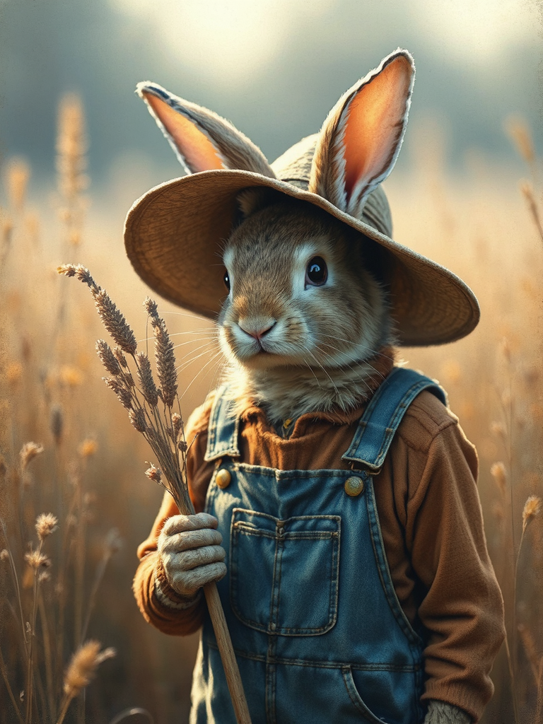 Rabbit farmer in dreamlike