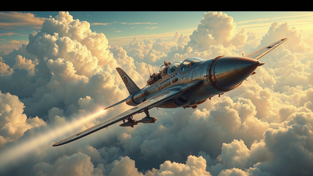 Steampunk jet fighter dives