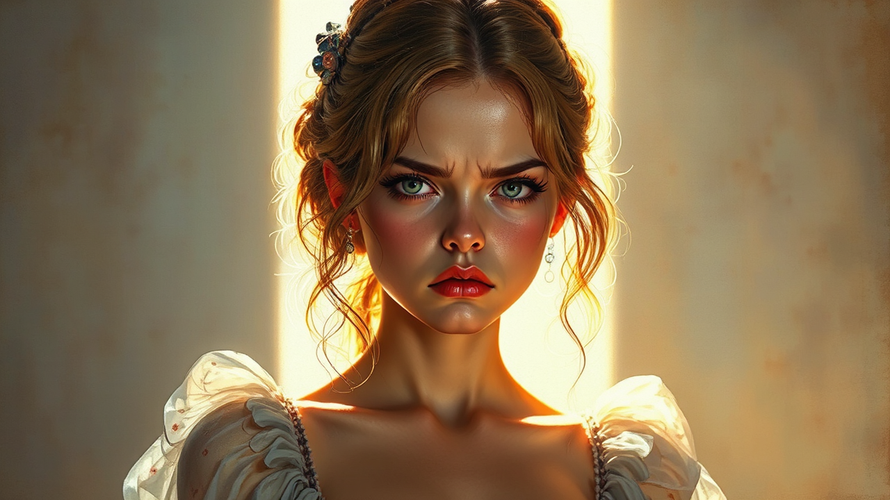 Frowning anime girl in