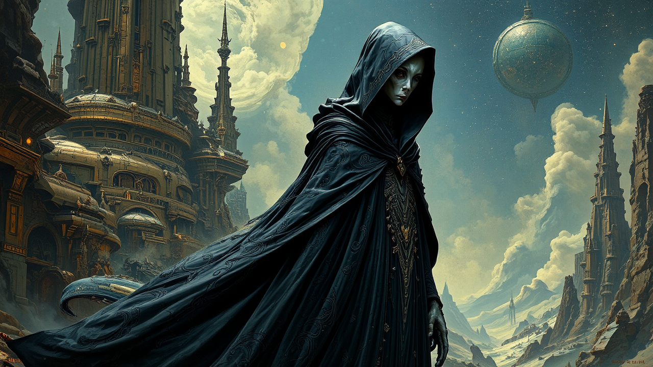 Gray-skinned alien in ornate
