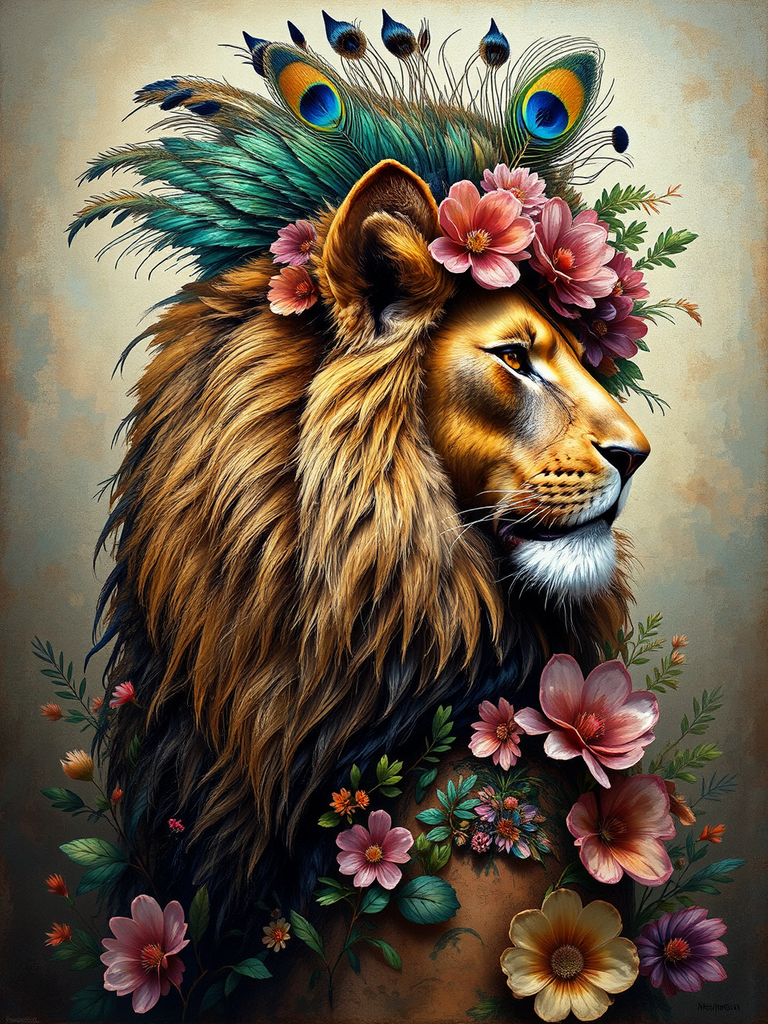 Lioness in tribal headdress