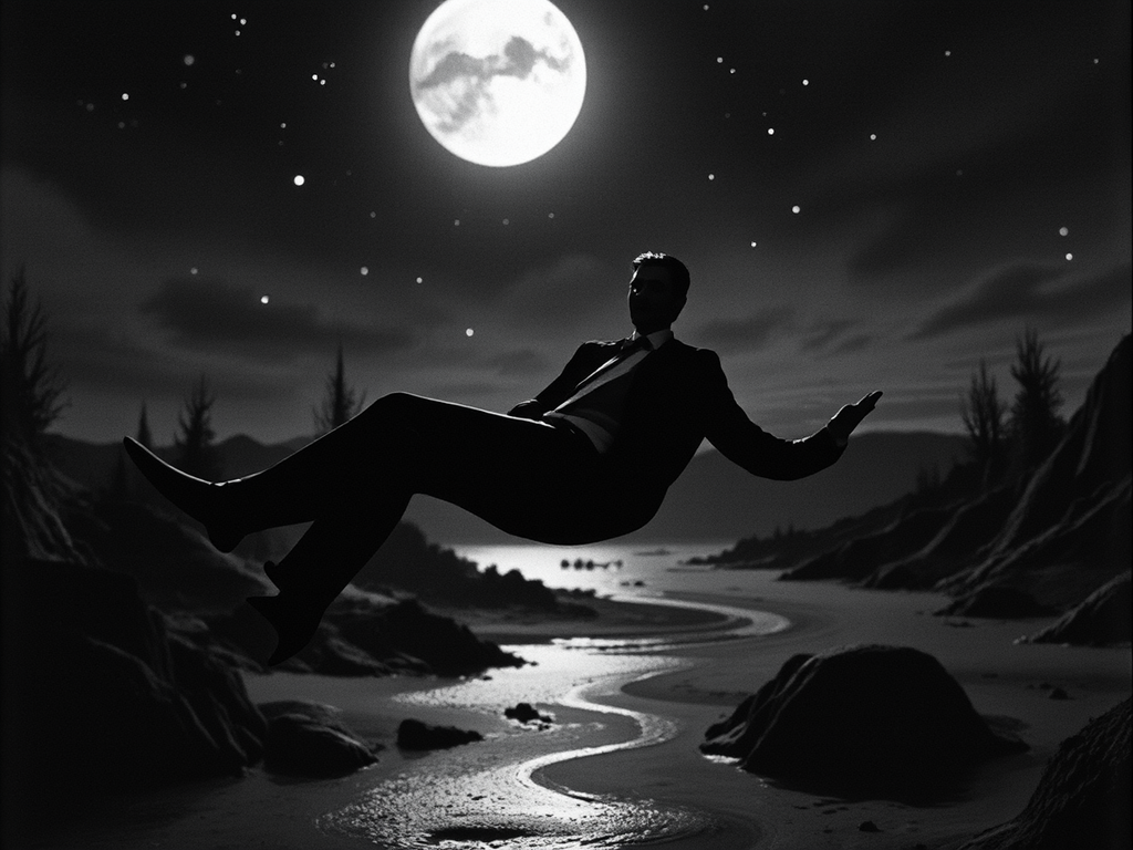 A man floats in