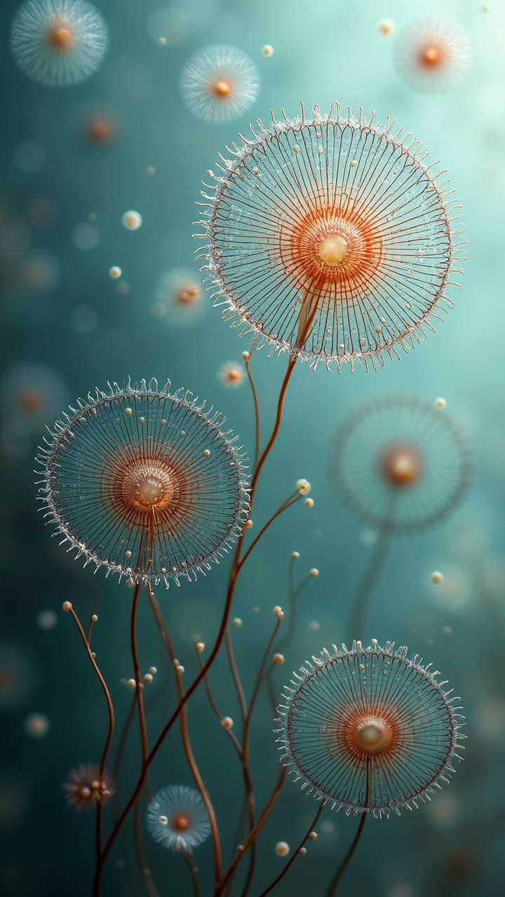 Diatoms in centric shape.