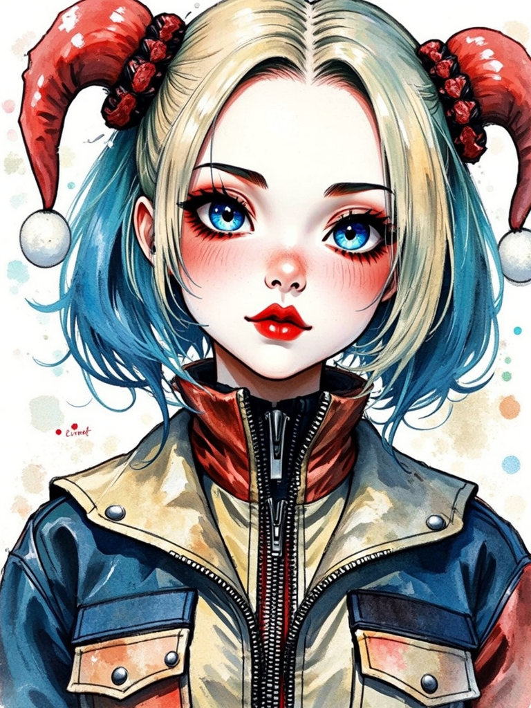 Watercolor portrait of anime