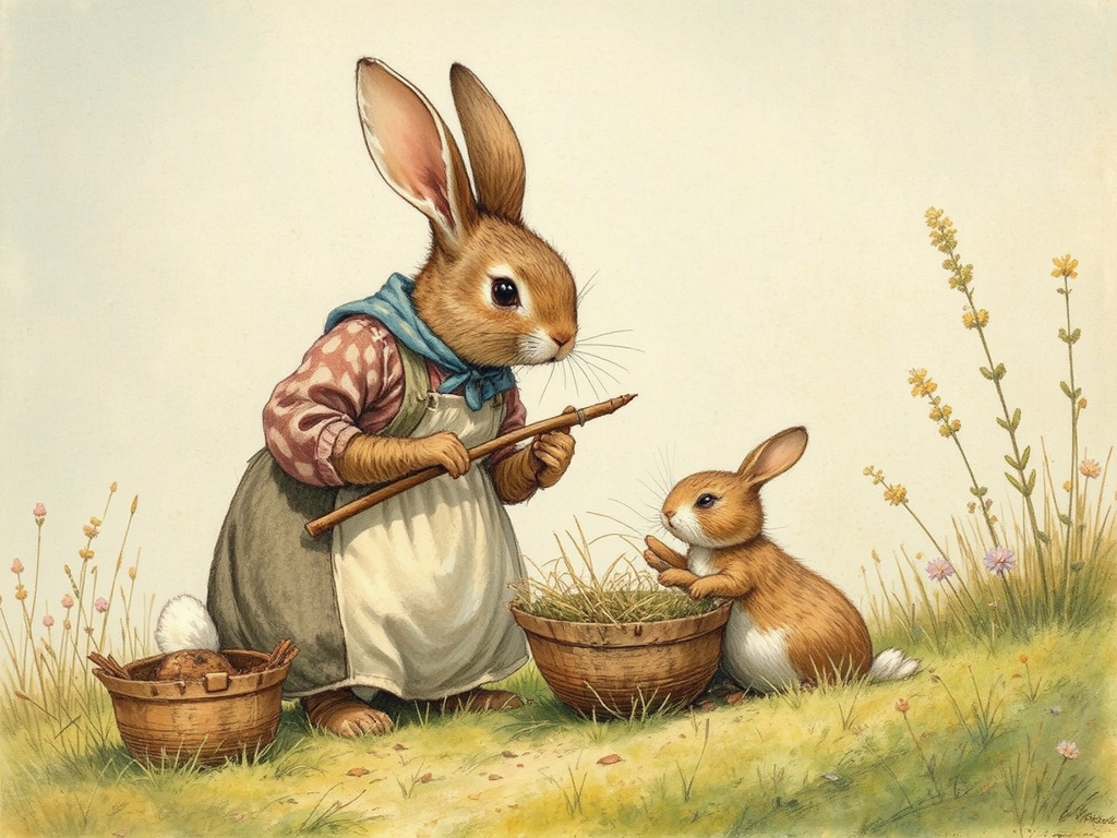 Rabbit farmer with basket