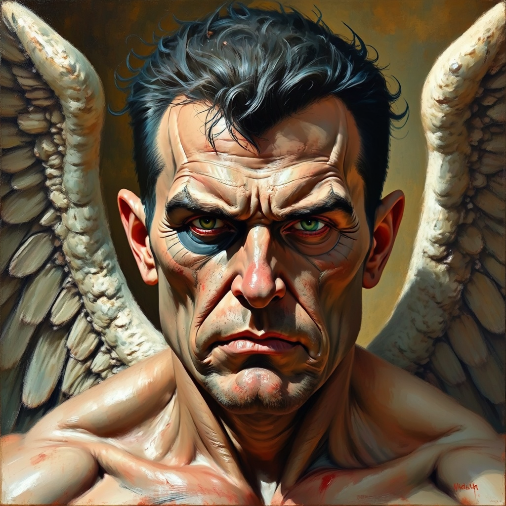 Full-body portrait of angelic