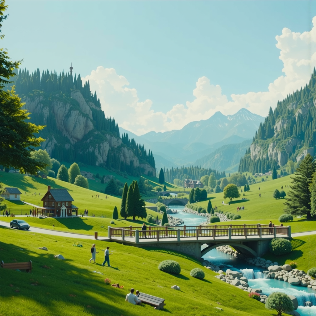 Lush mountainous landscape with