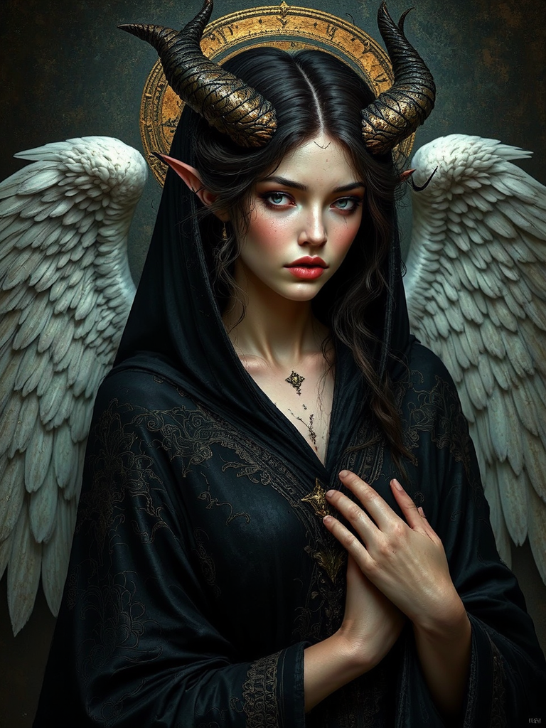 Beautiful winged goddess in