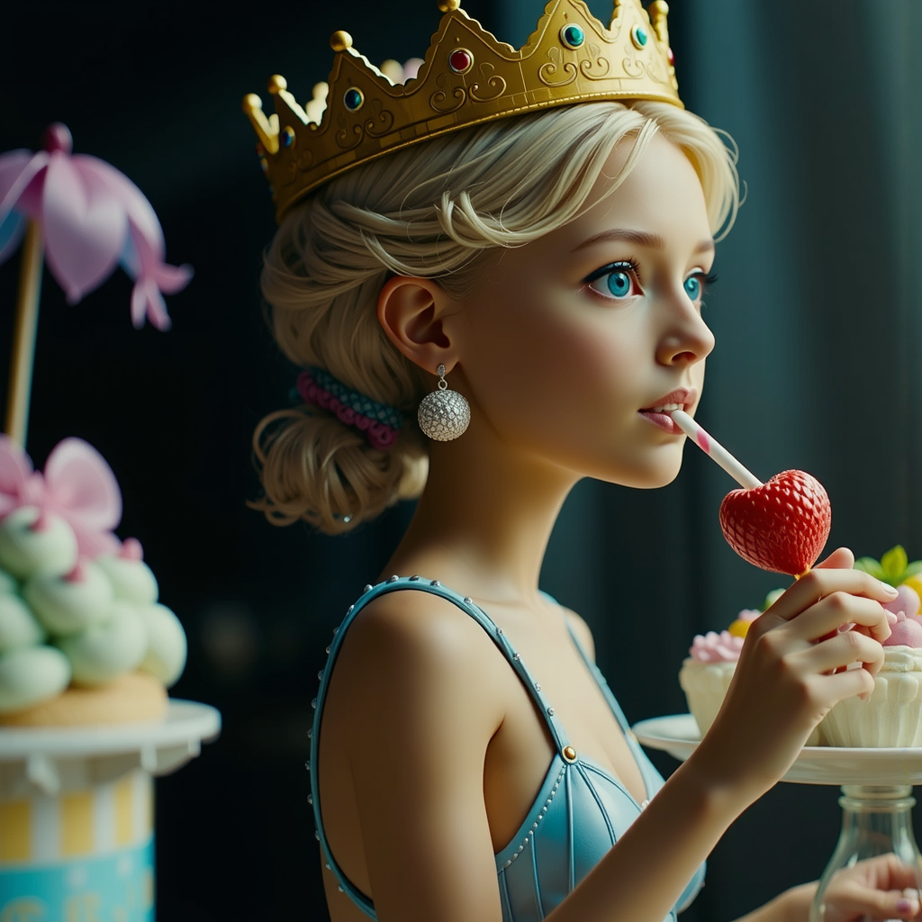 Tin toy princess eating