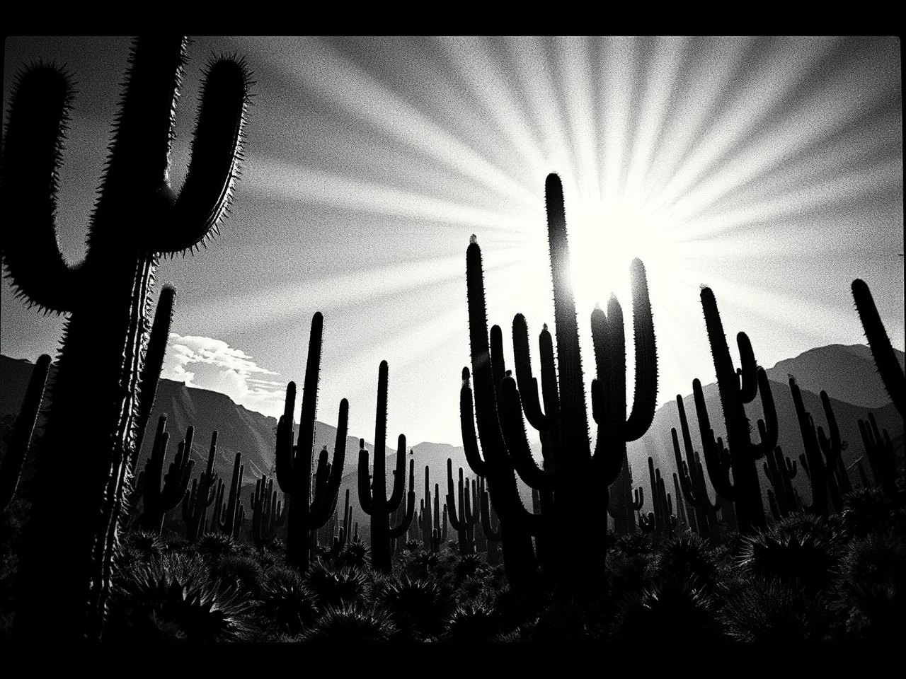 High-contrast desert landscape with