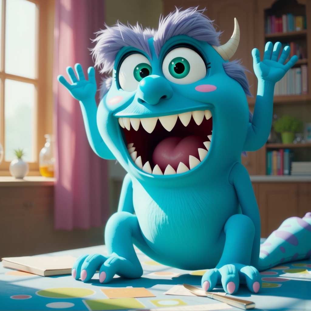Excited monster in a