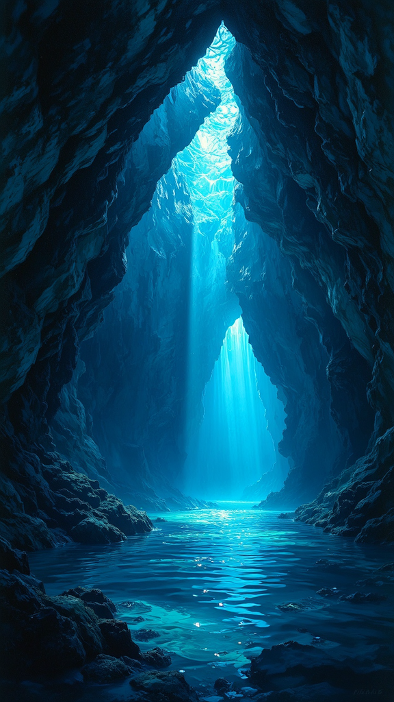 Large underwater cave with