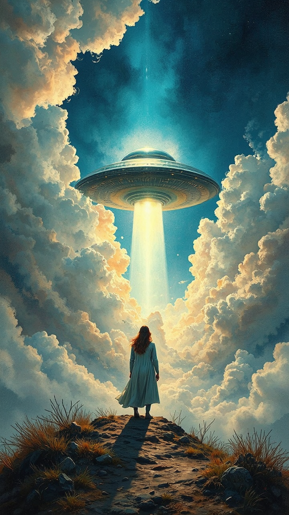 Dramatic landscape with UFO