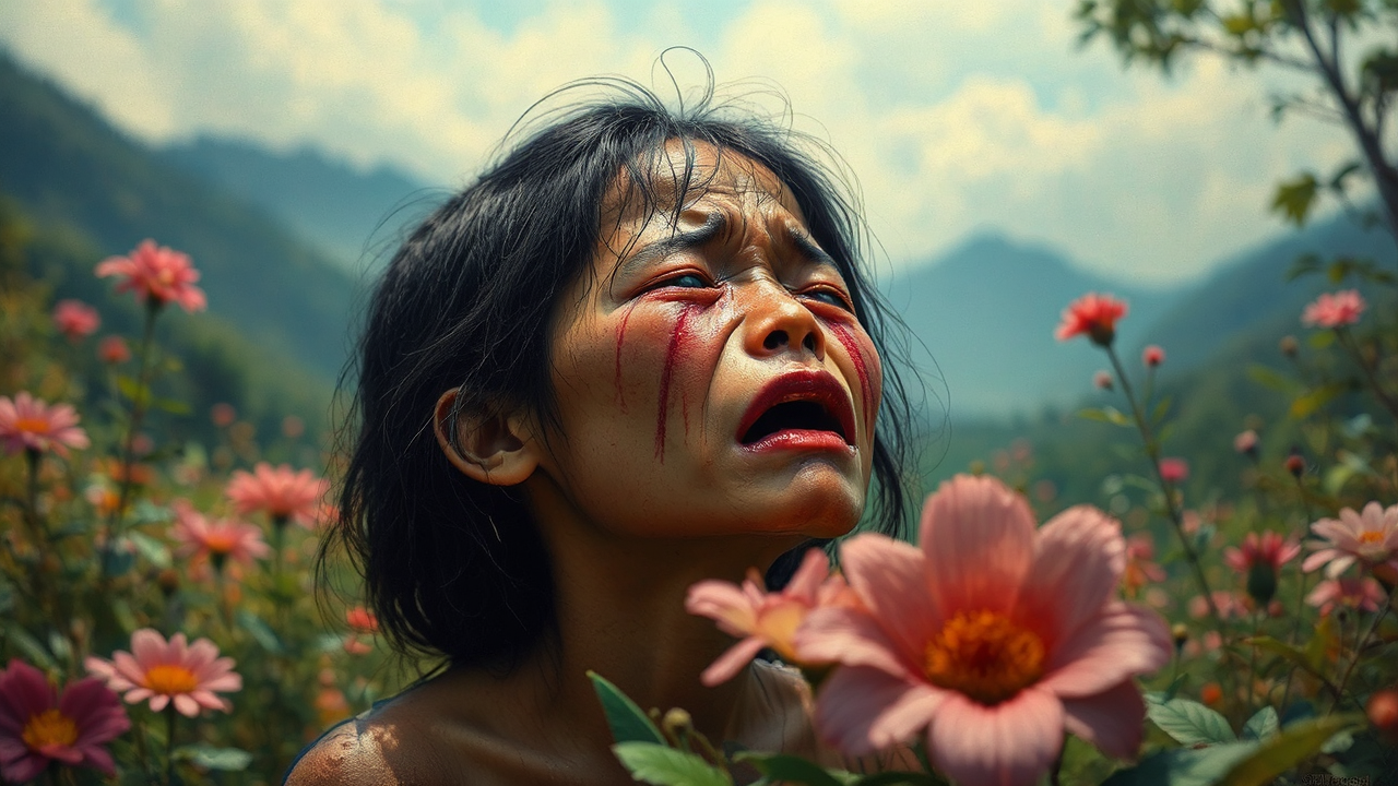 Hyperrealistic crying Philippine male