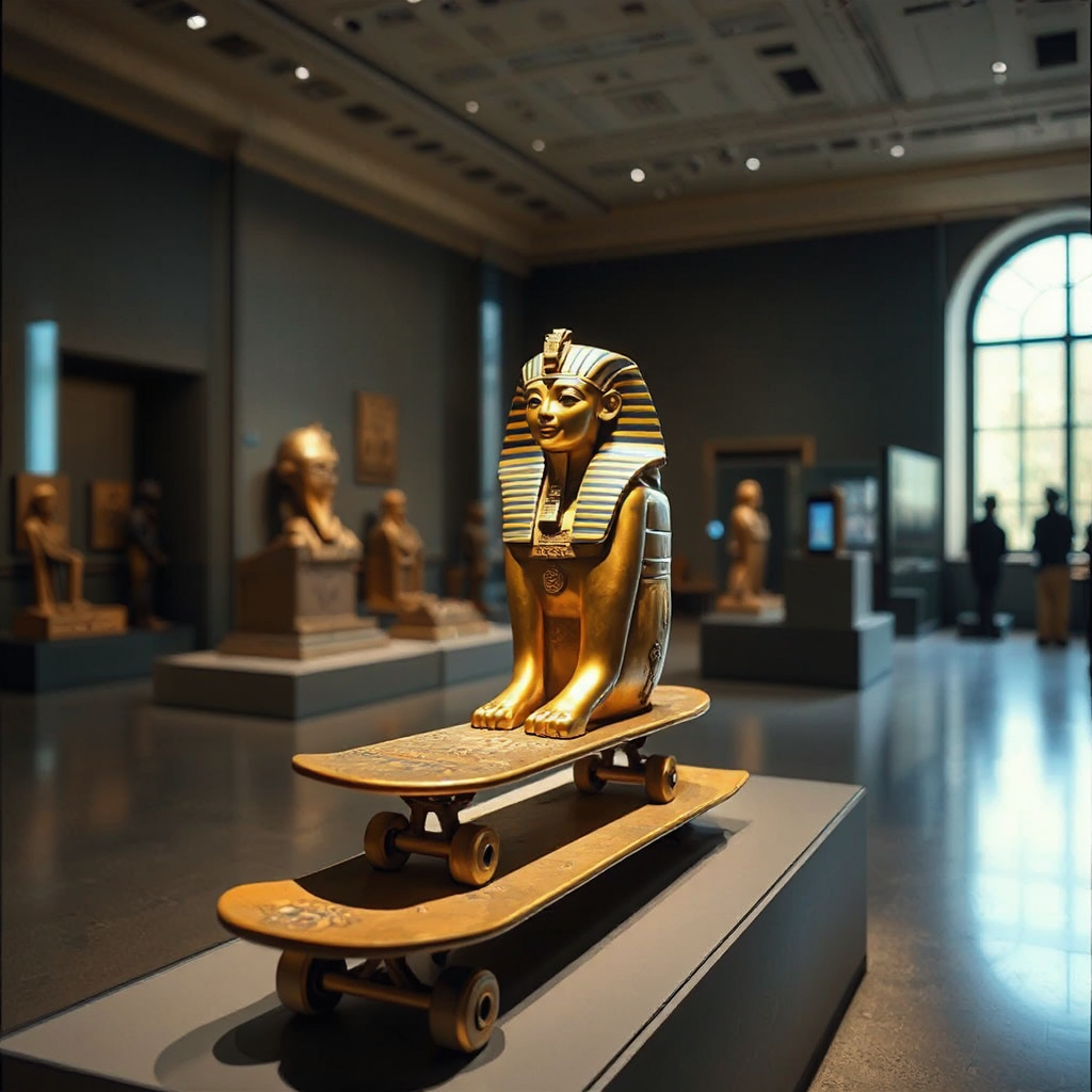 Ancient golden skateboard in