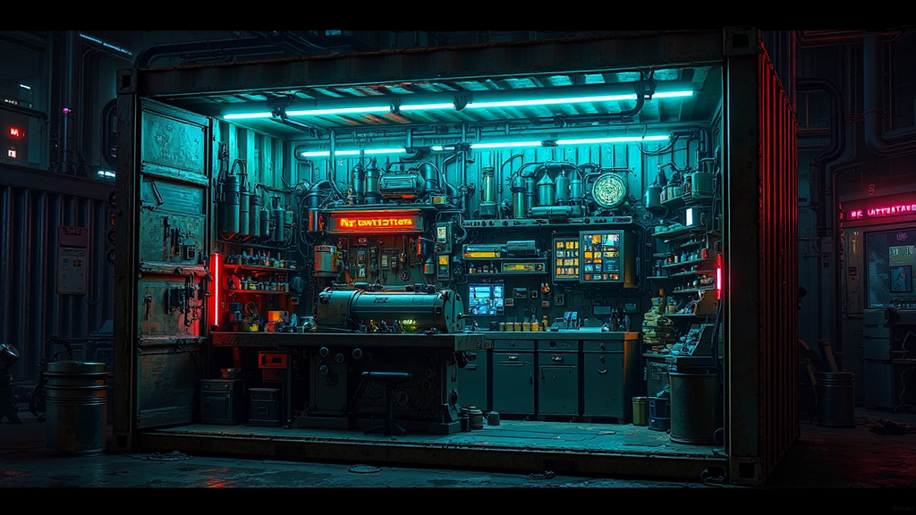 A sci-fi cyberpunk shipping