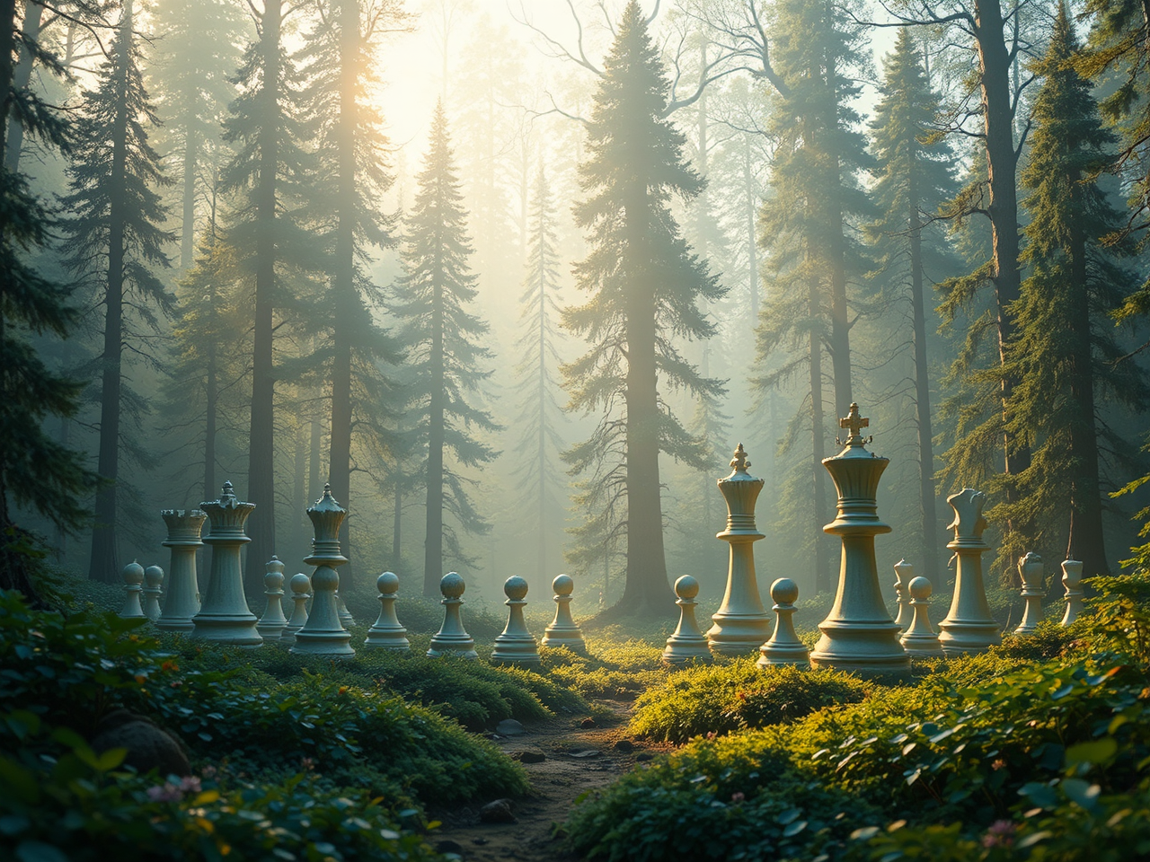 A mystical chessboard forest