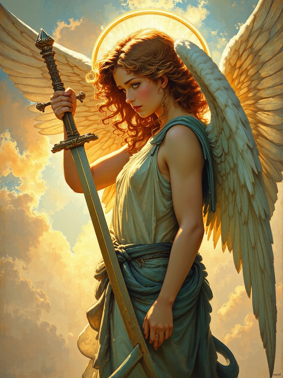 Angelic female holding large