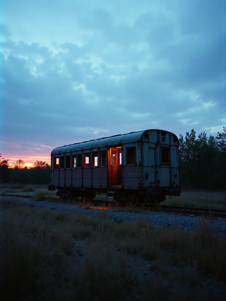 Abandoned train cart at
