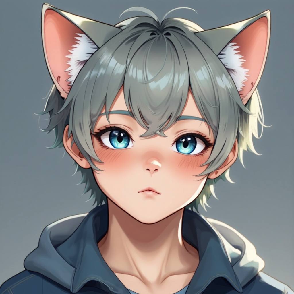 Cute androgynous anime catboy