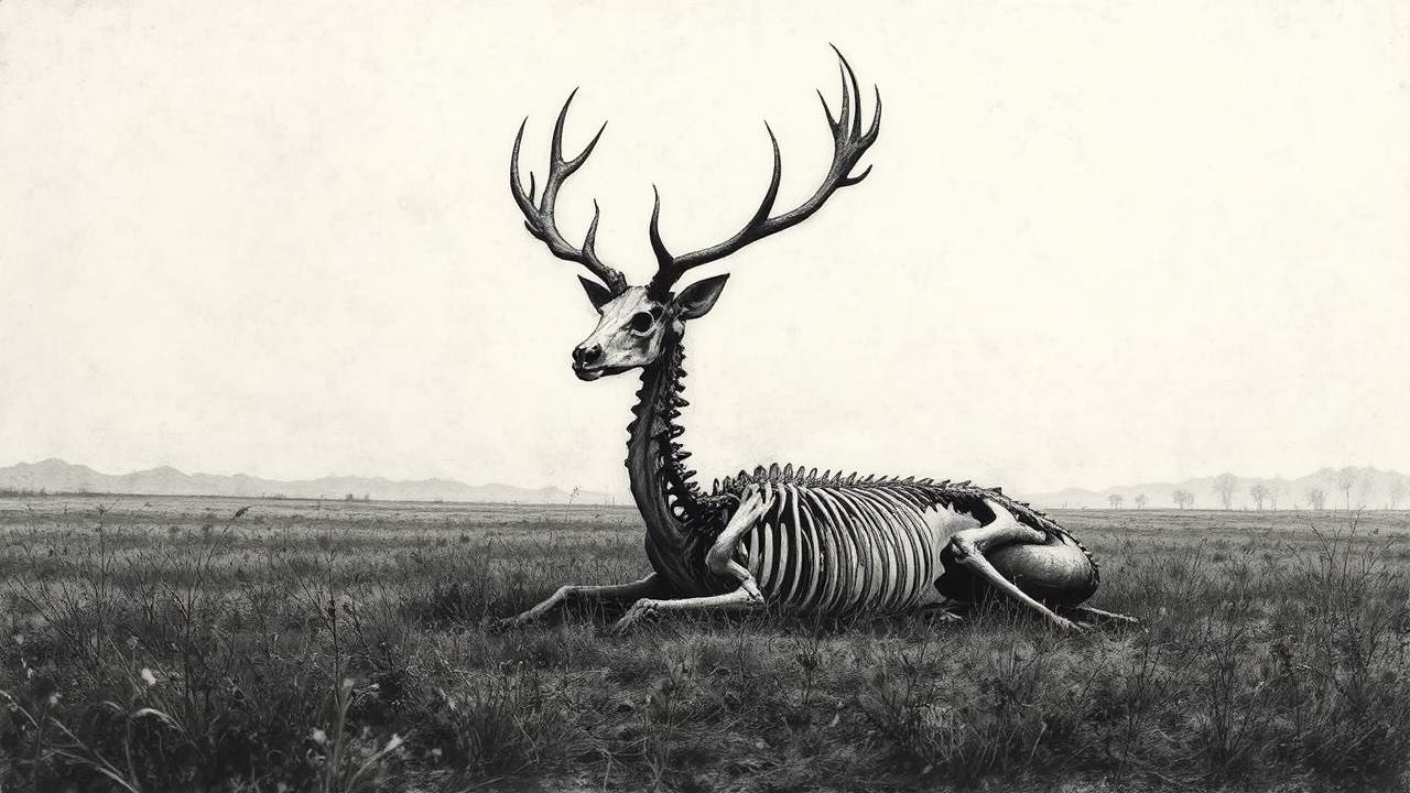 A deer skeleton in