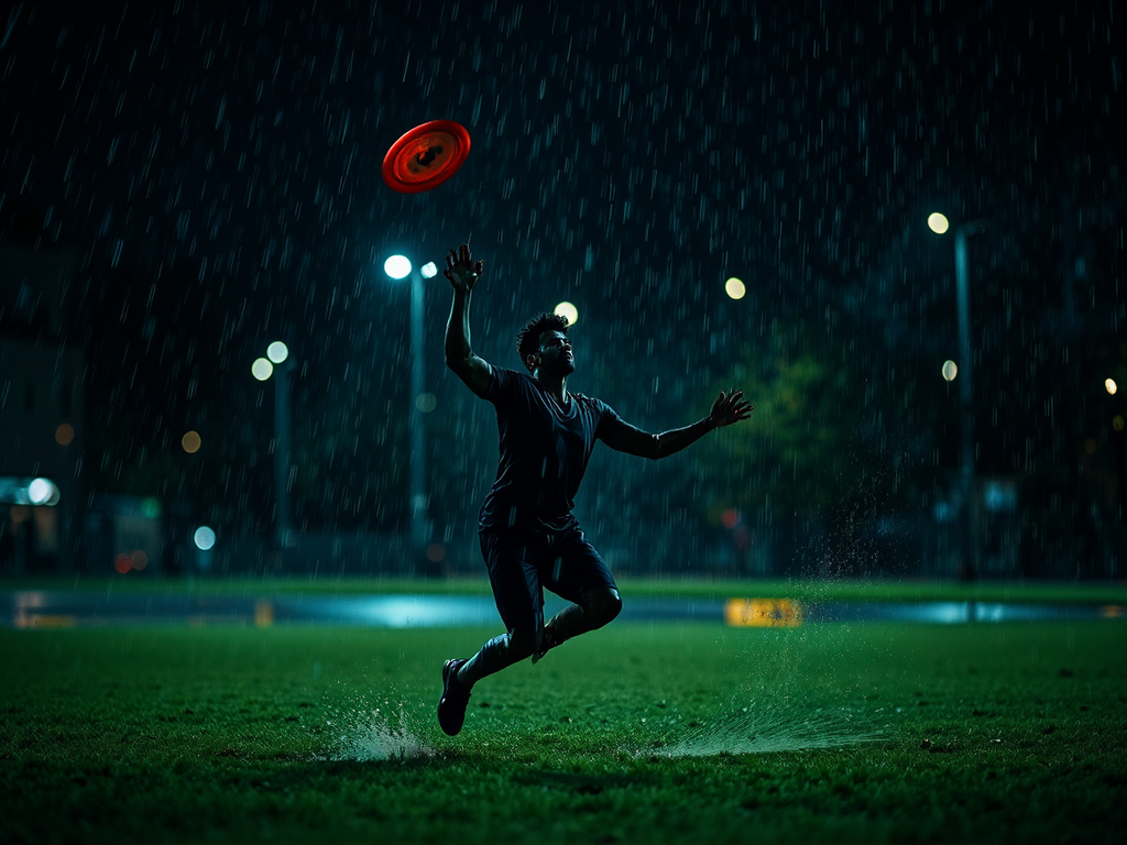 Black male throws frisbee