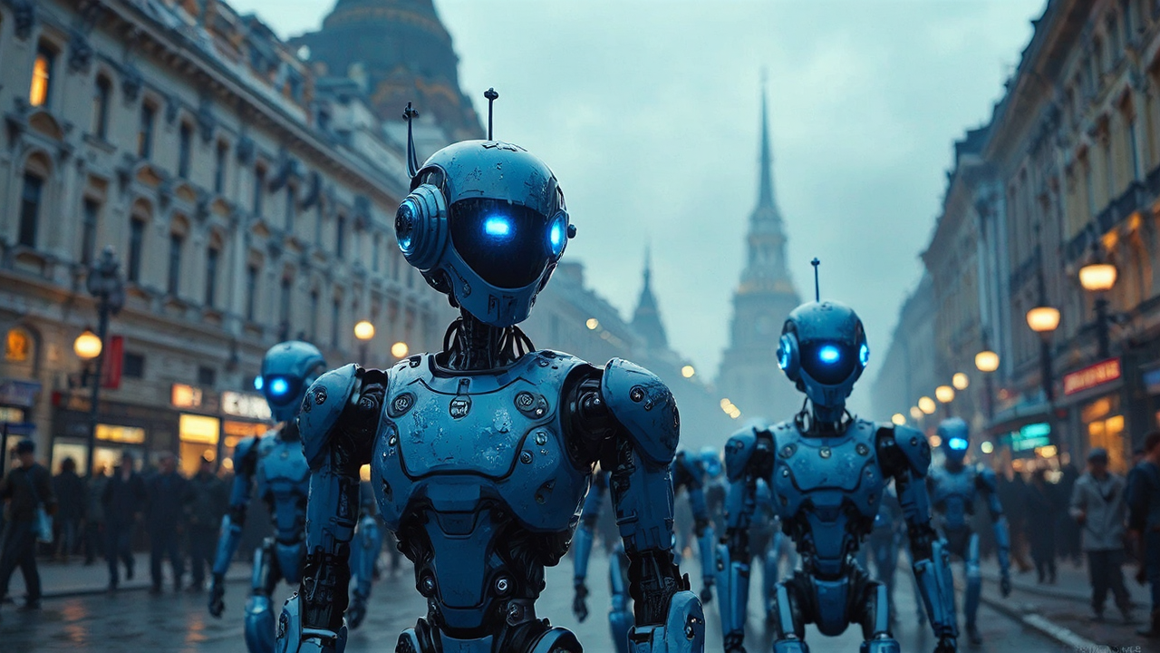 Robots walking Kiev streets