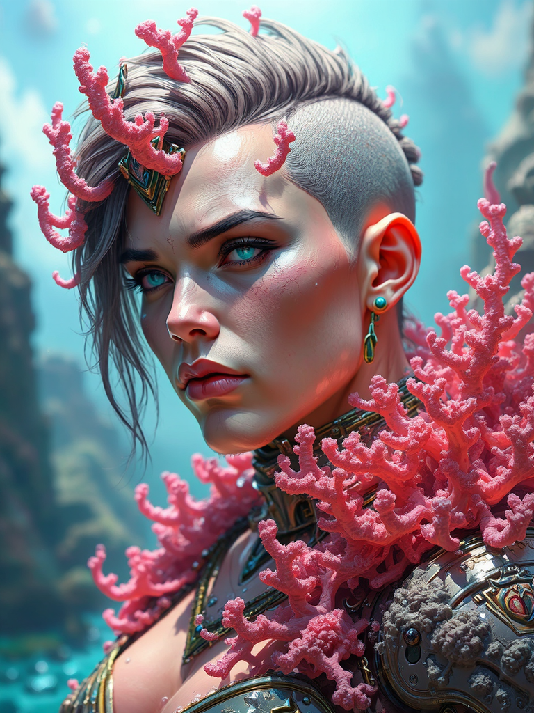 Cyberpunk figure in vibrant